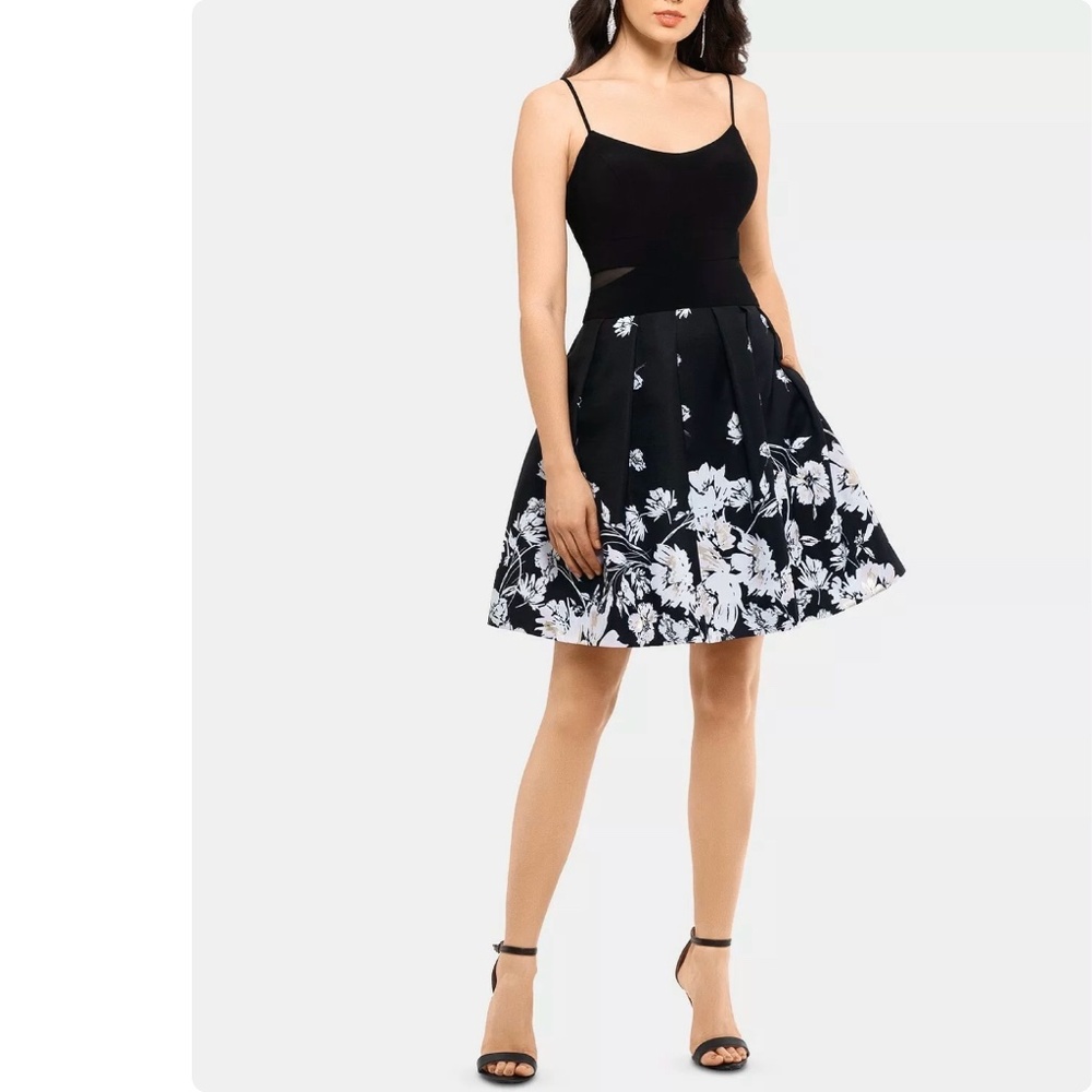 Printed-Skirt Fit & Flare Dress